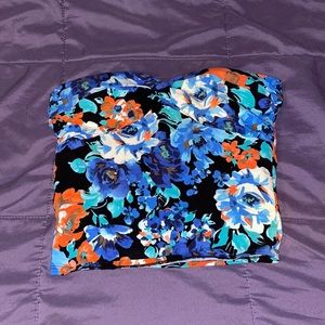 Floral Strapless Crop Top Size Medium